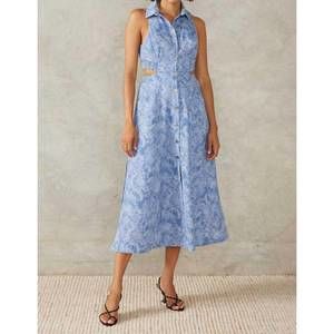 green emerald velvet dress Mon Renn Luna Embroidered Midi Dress in Ivory Biscuit – Coco & Lola main image 0